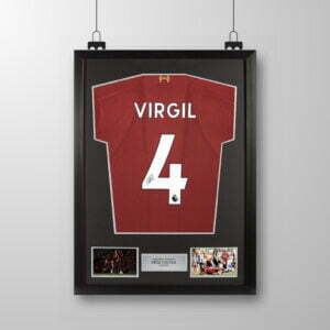 Signed and framed Virgil Van Dijk Liverpool shirt